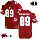 Men's Wisconsin Badgers NCAA #89 Deron Harrell Red Authentic Under Armour Big & Tall Stitched College Football Jersey LQ31U56QR
